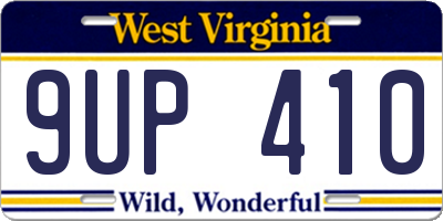 WV license plate 9UP410
