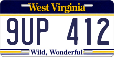 WV license plate 9UP412