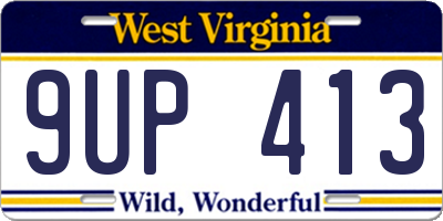 WV license plate 9UP413