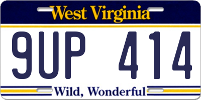 WV license plate 9UP414