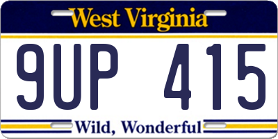 WV license plate 9UP415