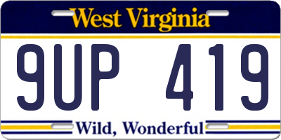 WV license plate 9UP419