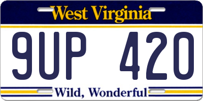 WV license plate 9UP420