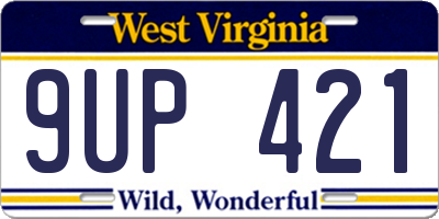 WV license plate 9UP421