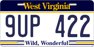 WV license plate 9UP422