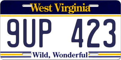 WV license plate 9UP423