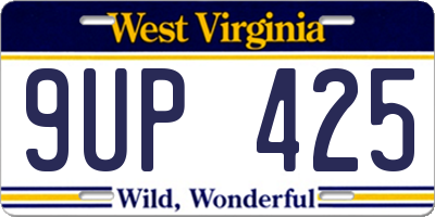 WV license plate 9UP425