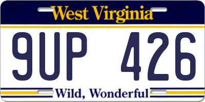 WV license plate 9UP426