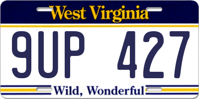 WV license plate 9UP427