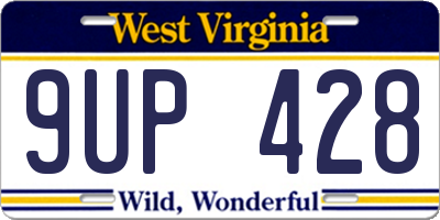 WV license plate 9UP428