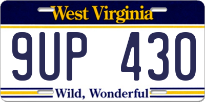 WV license plate 9UP430