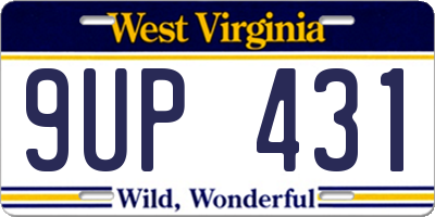 WV license plate 9UP431