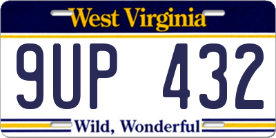 WV license plate 9UP432