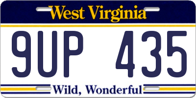 WV license plate 9UP435