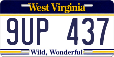 WV license plate 9UP437
