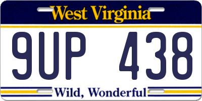 WV license plate 9UP438