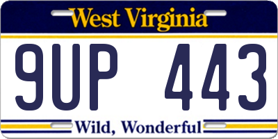 WV license plate 9UP443