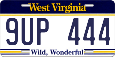 WV license plate 9UP444