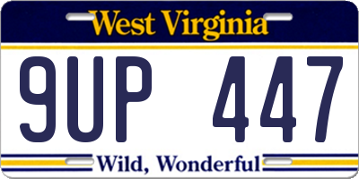 WV license plate 9UP447