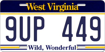WV license plate 9UP449