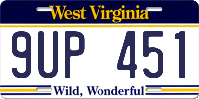 WV license plate 9UP451