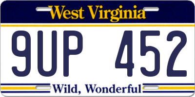 WV license plate 9UP452