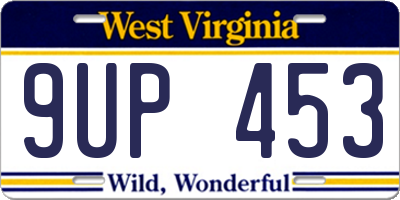 WV license plate 9UP453