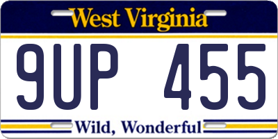 WV license plate 9UP455
