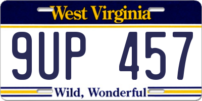 WV license plate 9UP457