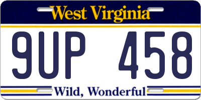 WV license plate 9UP458