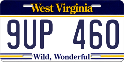 WV license plate 9UP460