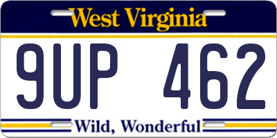 WV license plate 9UP462