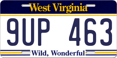 WV license plate 9UP463