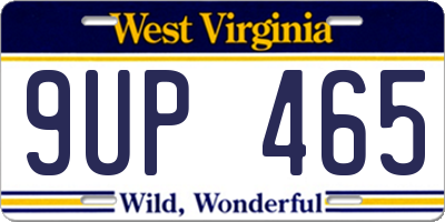 WV license plate 9UP465