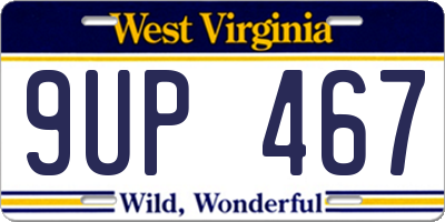 WV license plate 9UP467