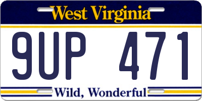 WV license plate 9UP471