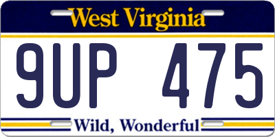 WV license plate 9UP475