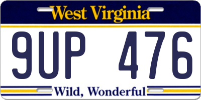 WV license plate 9UP476
