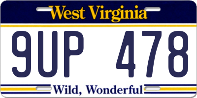 WV license plate 9UP478