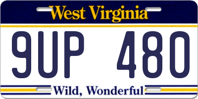 WV license plate 9UP480