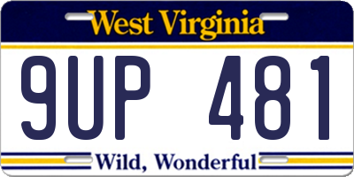 WV license plate 9UP481