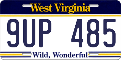 WV license plate 9UP485