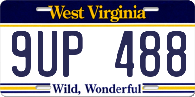 WV license plate 9UP488