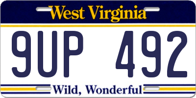 WV license plate 9UP492