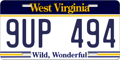 WV license plate 9UP494