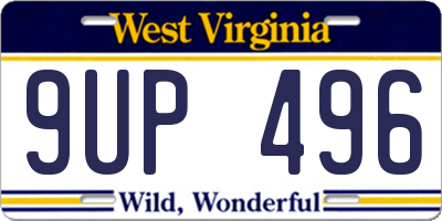 WV license plate 9UP496