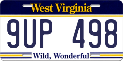 WV license plate 9UP498