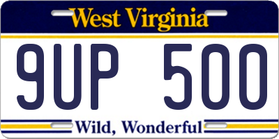 WV license plate 9UP500