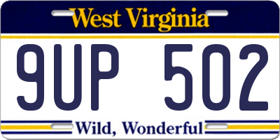 WV license plate 9UP502