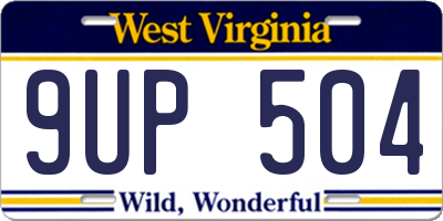 WV license plate 9UP504